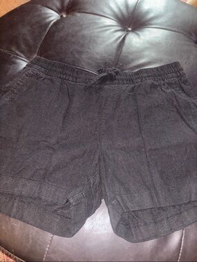 Women’s  linen Black Casual Drawstring Shorts